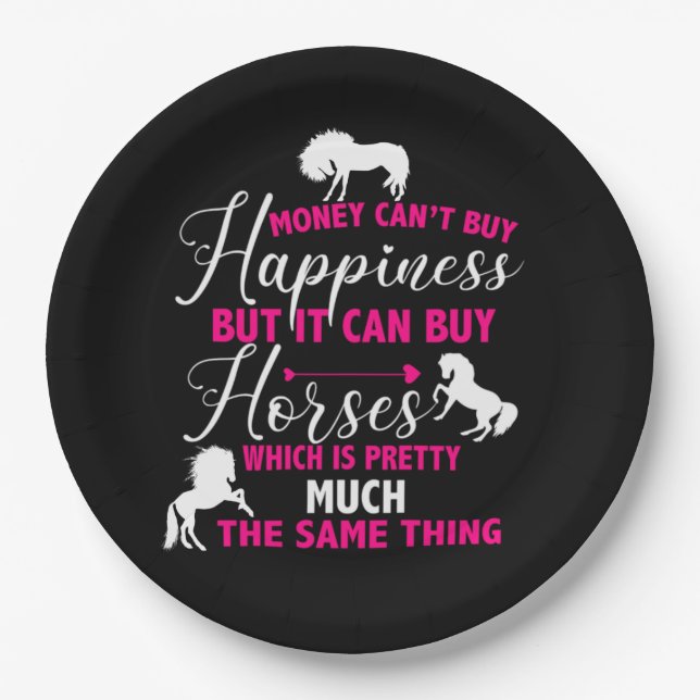 Money Can Buy Horses Hot Pink    Paper Plate (Front)
