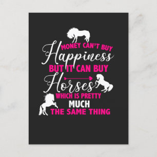 Money Can Buy Horses Hot Pink Postcard