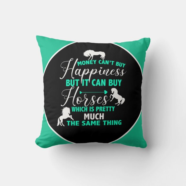 Money Can Buy Horses Mint Green     Cushion (Front)