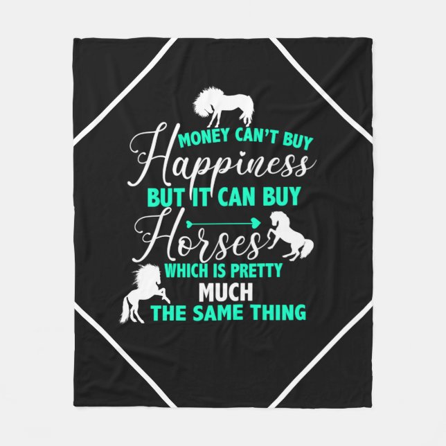 Money Can Buy Horses Mint Green   Fleece Blanket (Front)