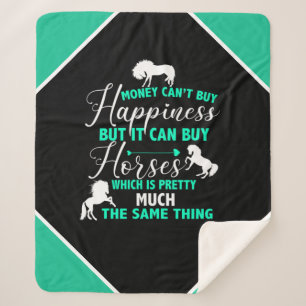 Money Can Buy Horses Mint Green Sherpa Blanket