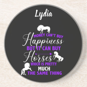 Money Can Buy Horses Purple Personalised Coaster