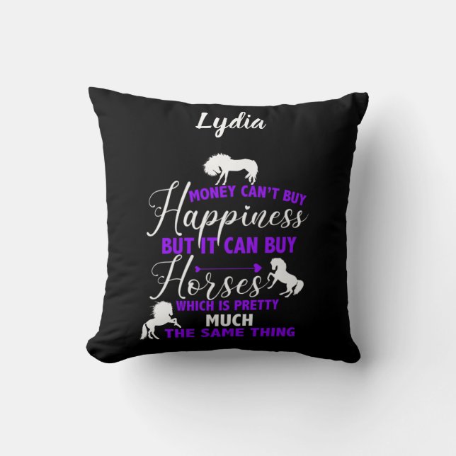 Money Can Buy Horses Purple Personalised    Cushion (Front)