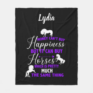 Money Can Buy Horses Purple Personalised Fleece Blanket