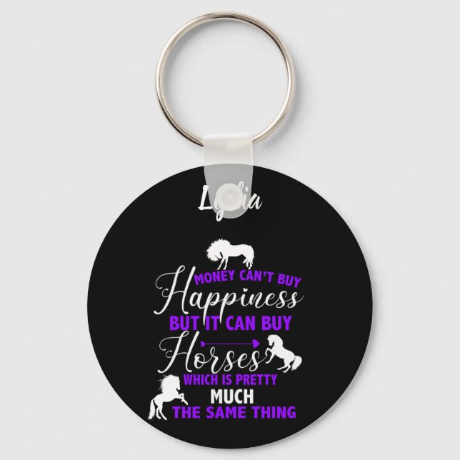Money Can Buy Horses Purple Personalised     Key Ring (Front)
