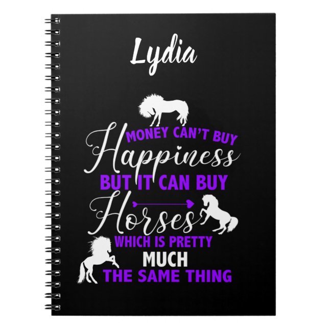 Money Can Buy Horses Purple Personalised    Notebook (Front)