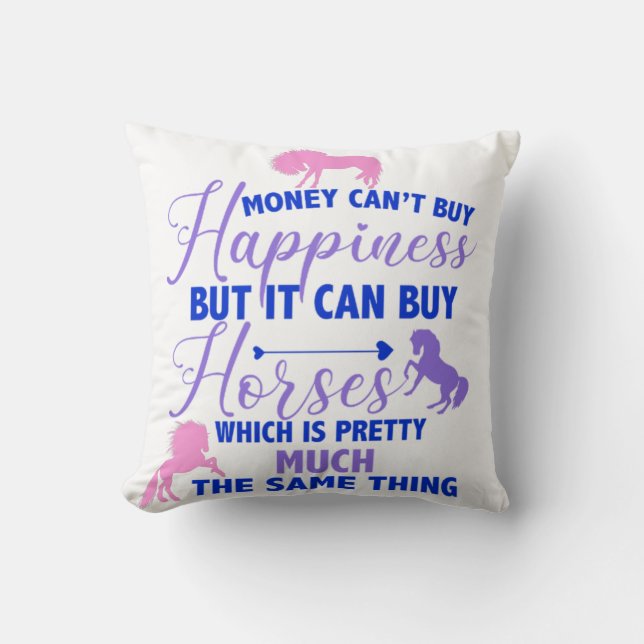 Money Can Buy Horses Purple Pink   Cushion (Front)