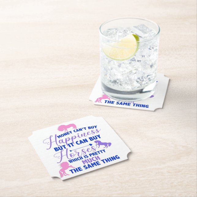 Money Can Buy Horses Purple Pink   Paper Coaster (Insitu)