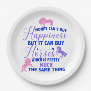 Money Can Buy Horses Purple Pink Paper Plate