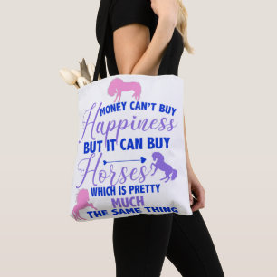 Money Can Buy Horses Purple Pink Tote Bag