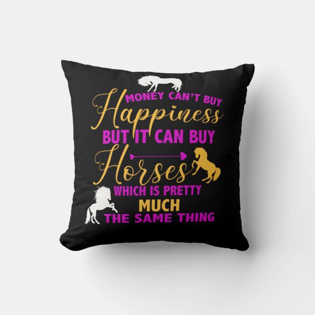 Money Can Buy Horses Purple Yellow  Cushion (Front)