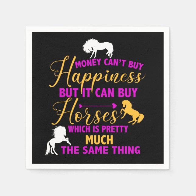 Money Can Buy Horses Purple Yellow   Napkin (Front)