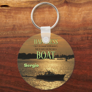 Money Can't Buy Happiness Boat On the Harbour Key Ring