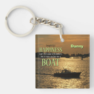 Money Can't Buy Happiness Boat On the Harbour Key Ring
