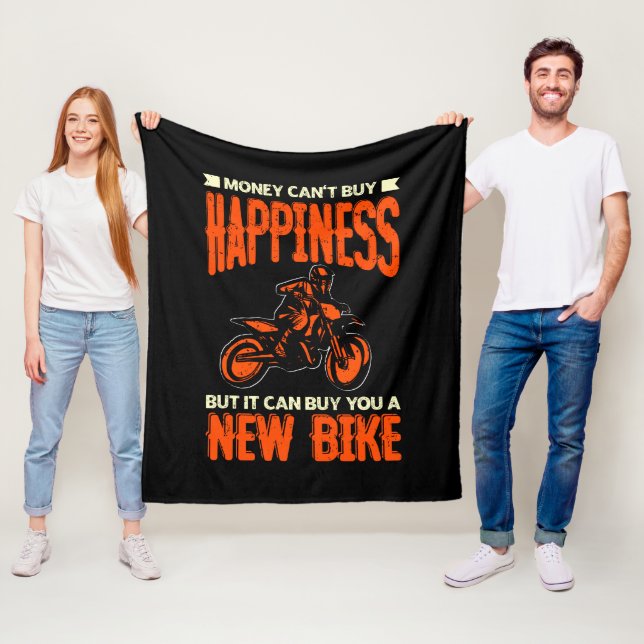 Money Can't Buy Happiness But New Bike Motorcycle  Fleece Blanket (In Situ)
