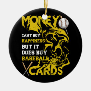 Money Cant Buy Happiness Sports Baseball Card Coll Ceramic Tree Decoration