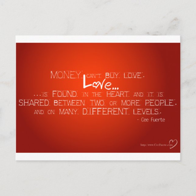 Money Can't Buy Love Postcard (Front)