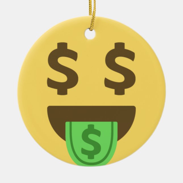 Money&Cash Emoji Ceramic Tree Decoration (Front)