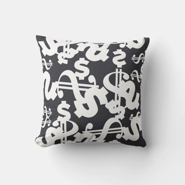 Money Dollar Pattern Throw Pillow Cushion (Front)
