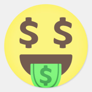 Money Dollar Signs Emoji Classic Round Sticker