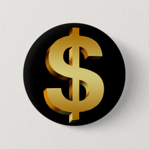 Money dollar symbol 6 cm round badge
