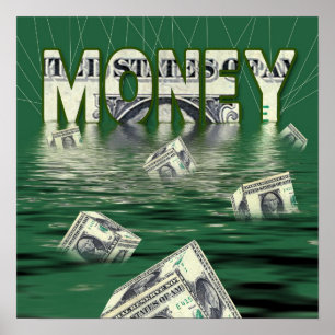 MONEY - DOLLAR VALUE DROWNING POSTER