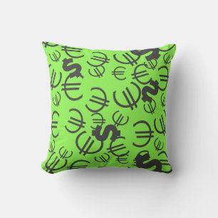 Money Euro Dollar Pattern Throw Pillow Cushion