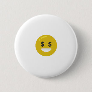 money eye emoji 6 cm round badge