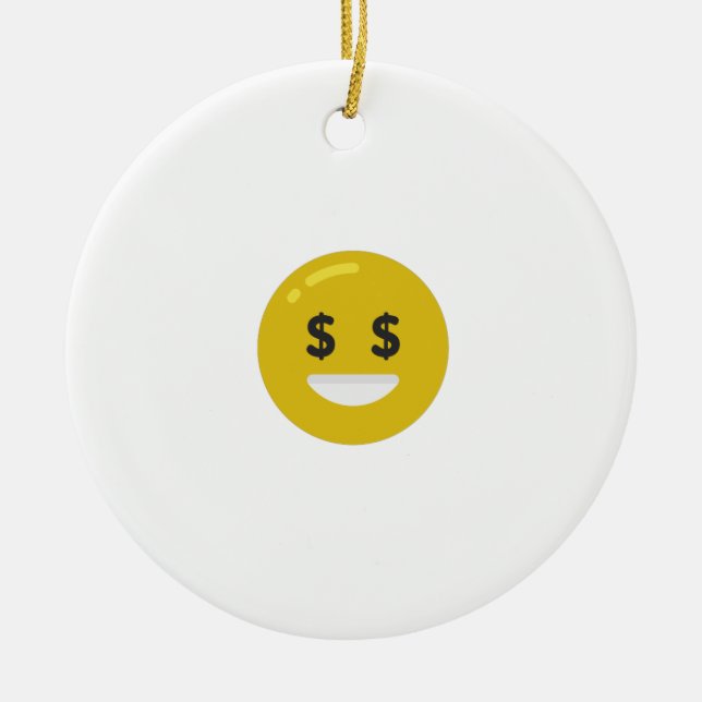 money eye emoji ceramic tree decoration (Front)