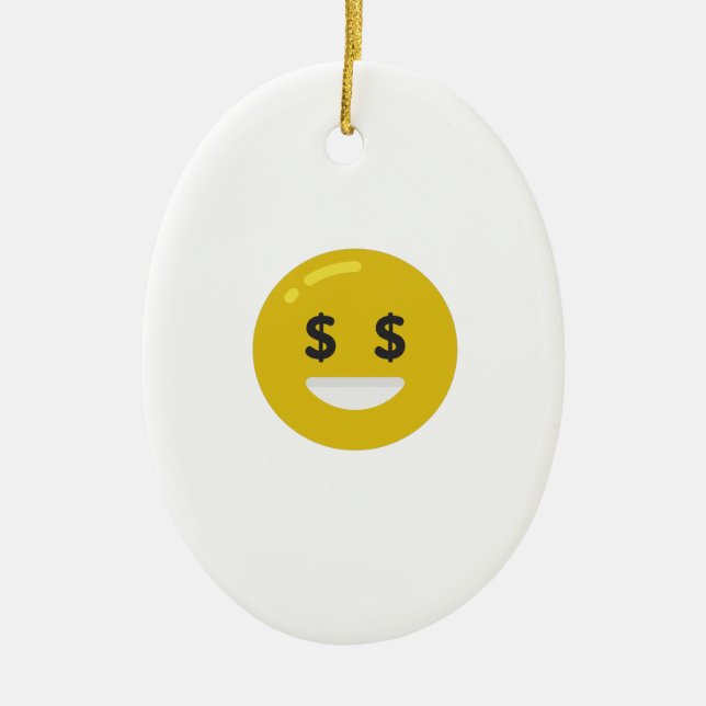 money eye emoji ceramic tree decoration (Front)
