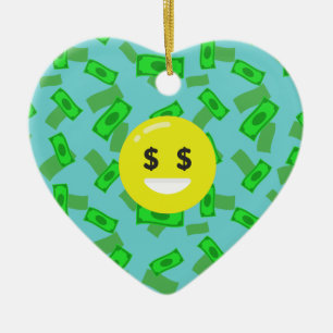 money eyed emoji ceramic tree decoration