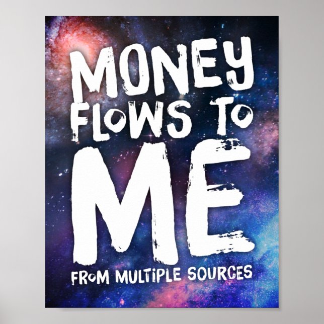 Money Flows to Me Law of Attraction Wealth Poster (Front)