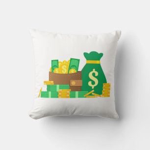 Money 🤑 fun, and humor,💵 throw pillow. cushion