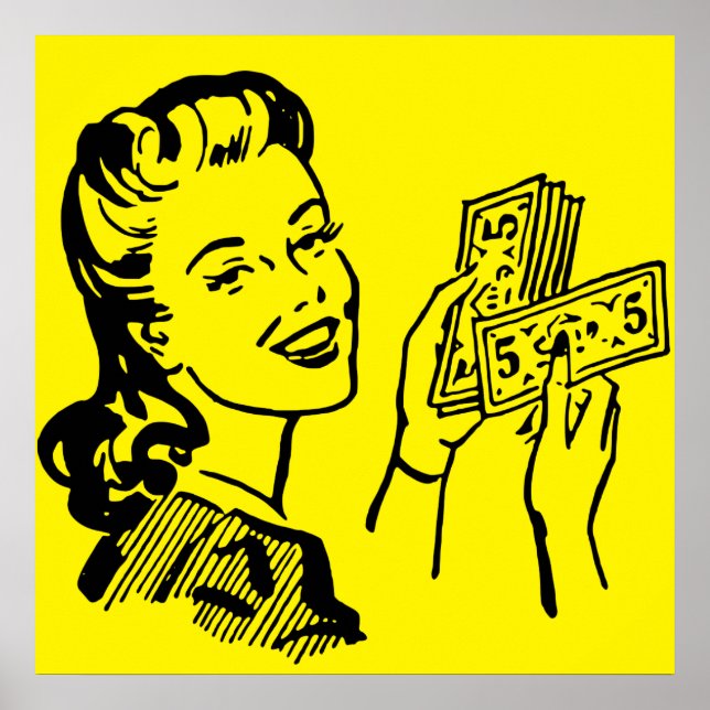Money Girl Pop Art Large Poster (Front)