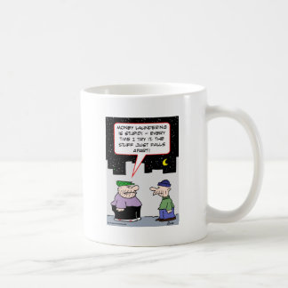 money laundering falls apart coffee mug