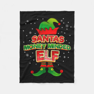 Money Minded Elf Christmas Matching Costumes X-mas Fleece Blanket