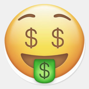 Money Mouth Hilarious Emoji Classic Round Sticker