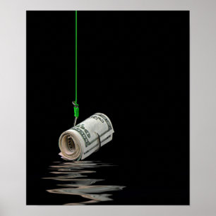 money on fish hook poster