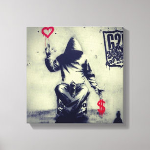 Money or Love Graffiti Canvas Print