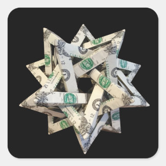 Money Origami Five Intersecting Tetrahedra Square Sticker