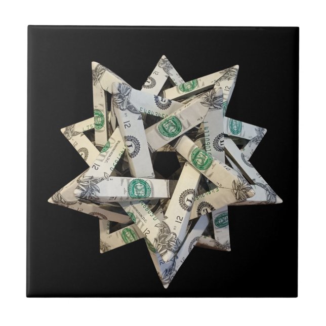 Money Origami Five Intersecting Tetrahedra Tile (Front)