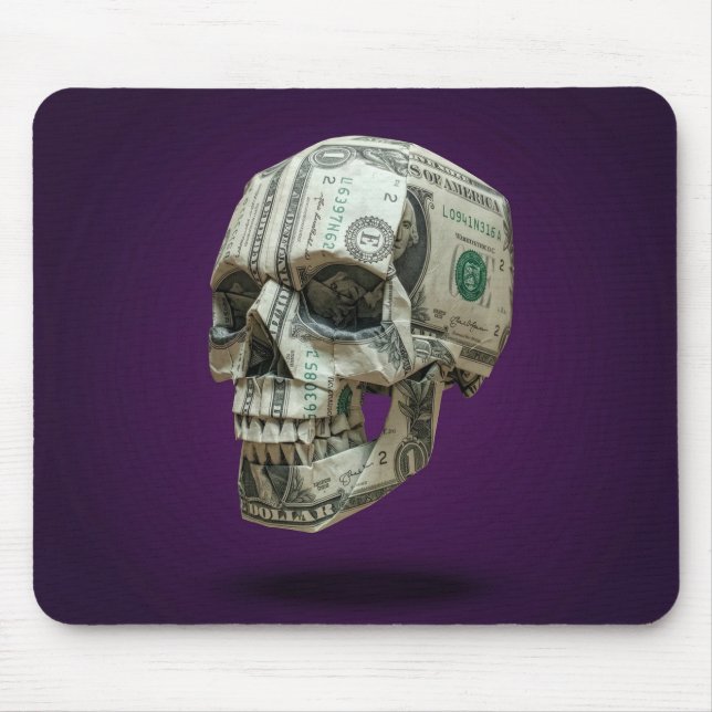 Money Origami Human Skull Mouse Mat (Front)