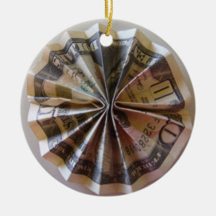 Money Origami Rosette Ceramic Tree Decoration