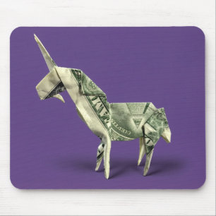 Money Origami Unicorn Mouse Mat