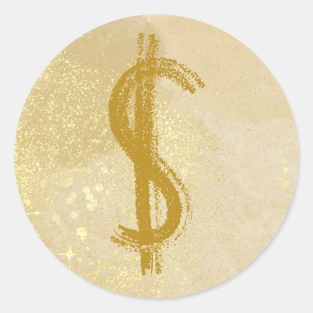 Money Reiki Infused Dollar Symbol Classic Round Sticker (Front)