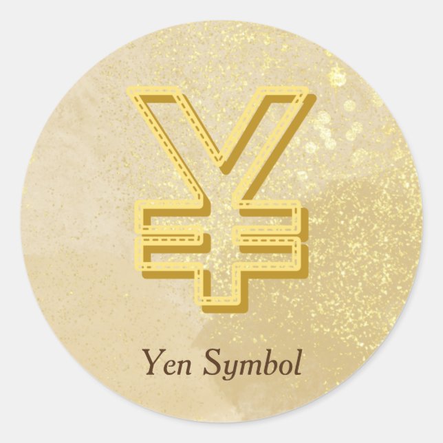 Money Reiki Infused Yellow Yen Symbol Classic Round Sticker (Front)