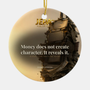 Money Reveals Character Book Quote Ceramic Tree Decoration