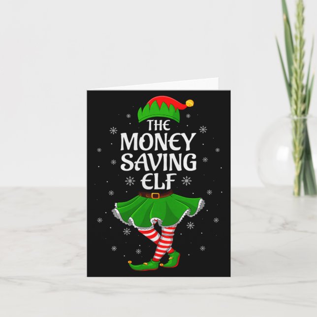Money Saving Elf Christmas Family Girls Women Elf  Card (Front)