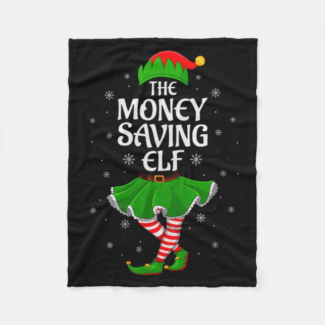 Money Saving Elf Christmas Family Girls Women Elf  Fleece Blanket (Front)