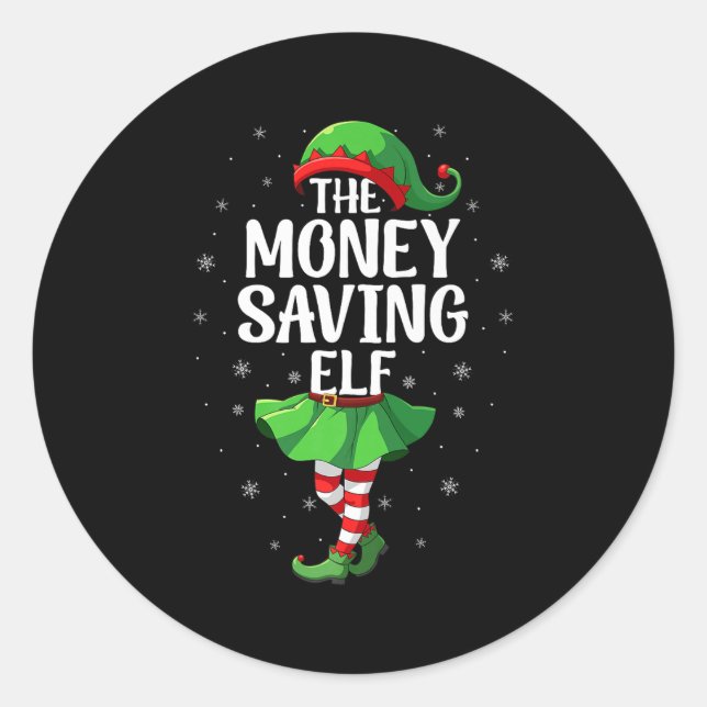 Money Saving Elf Christmas Girls Women Elf Squad X Classic Round Sticker (Front)
